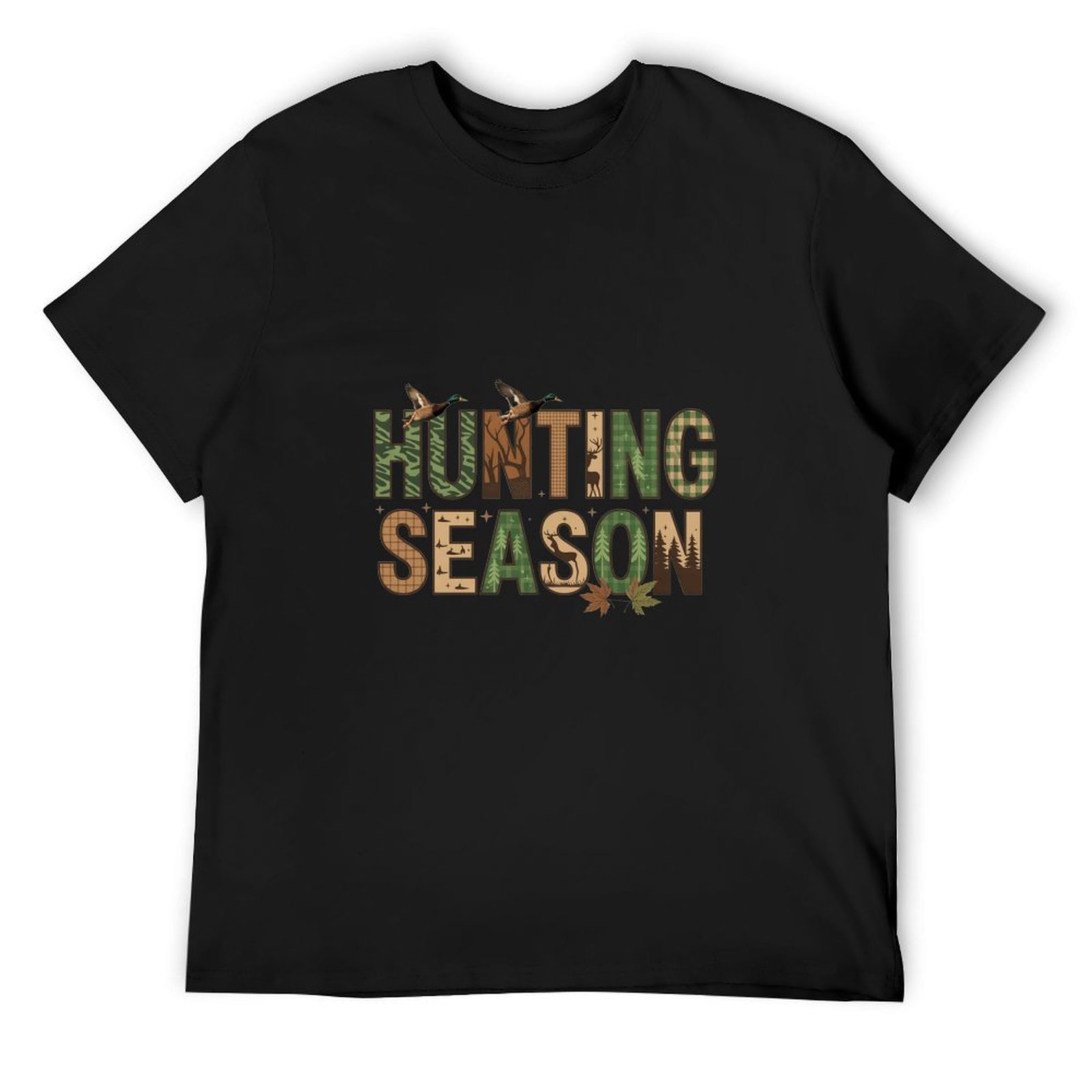 Hunting Outdoor Day - T-shirt en coton noir camouflage pour