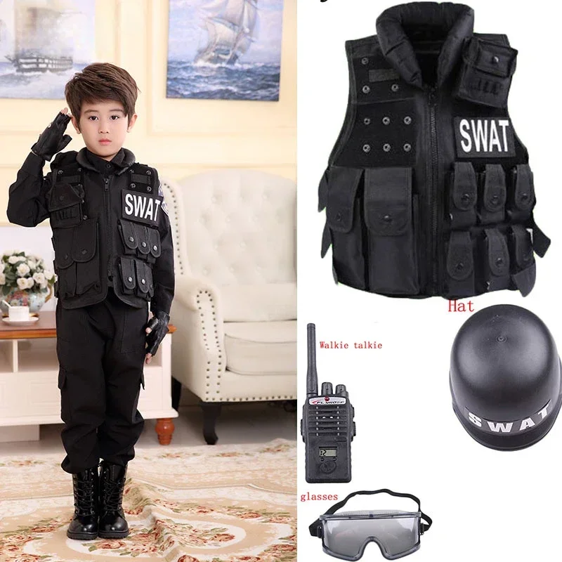 Hunting Outdoor Boys - Gilet tactique militaire pour enfants Halloween
