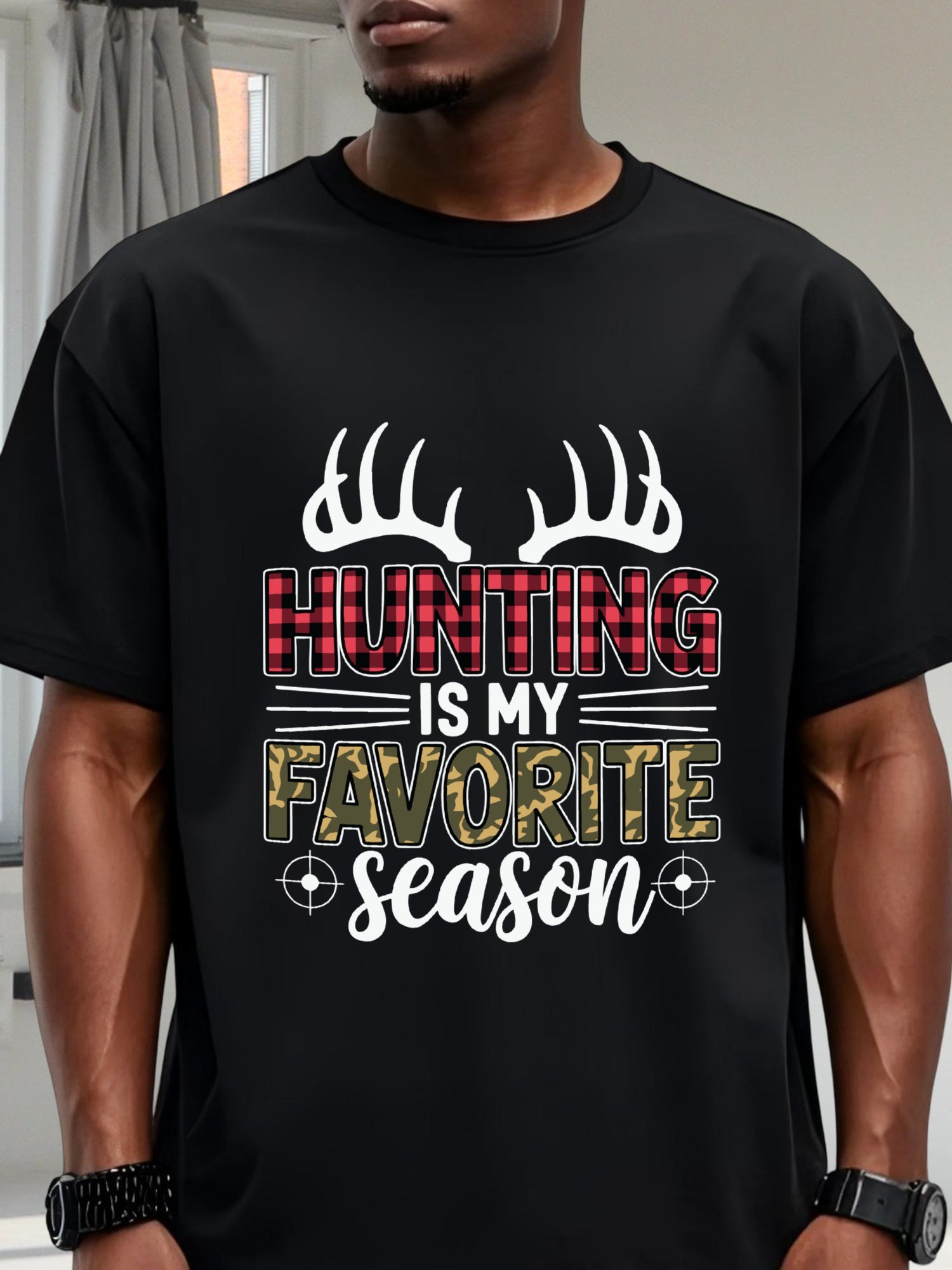 T-shirt en coton noir à motif  - Hunting Outdoor Boys avis et prix
