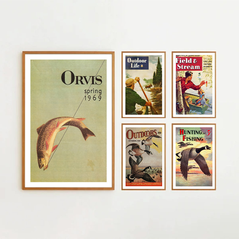 Affiche de pêche colorée vinta - Outdoor Hunting Paintings avis et prix