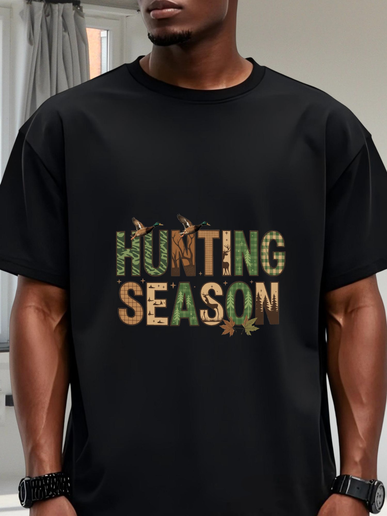 T-shirt en coton noir camoufla - Hunting Outdoor Day avis et prix